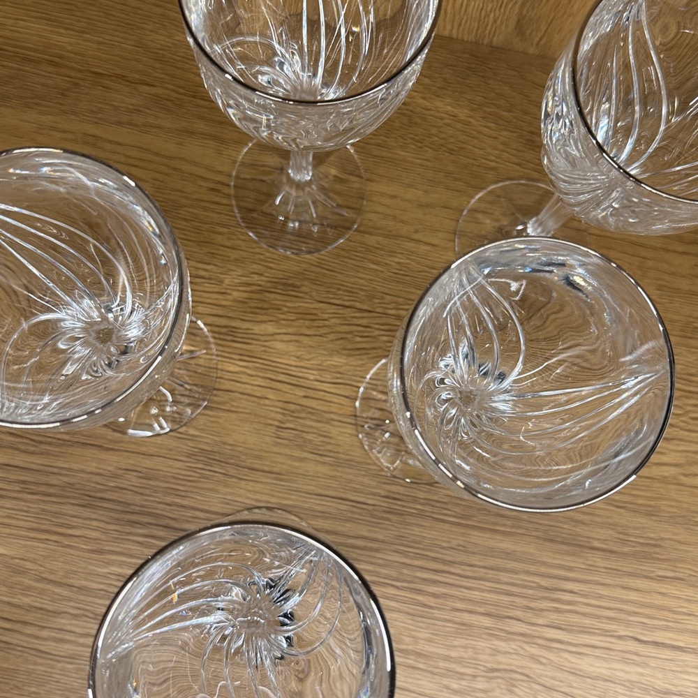 Vintage Lenox Debut Platinum Cut Crystal Wine Glasses (5) - Picture 4 of 5